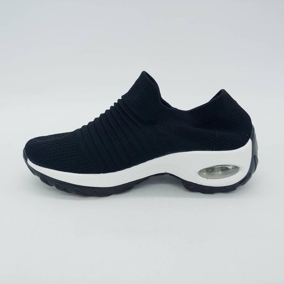 Naniya Womens Sneakers Shoes Black White Mid Top Slip On Mesh Eur 37‎ M New - Picture 2 of 10